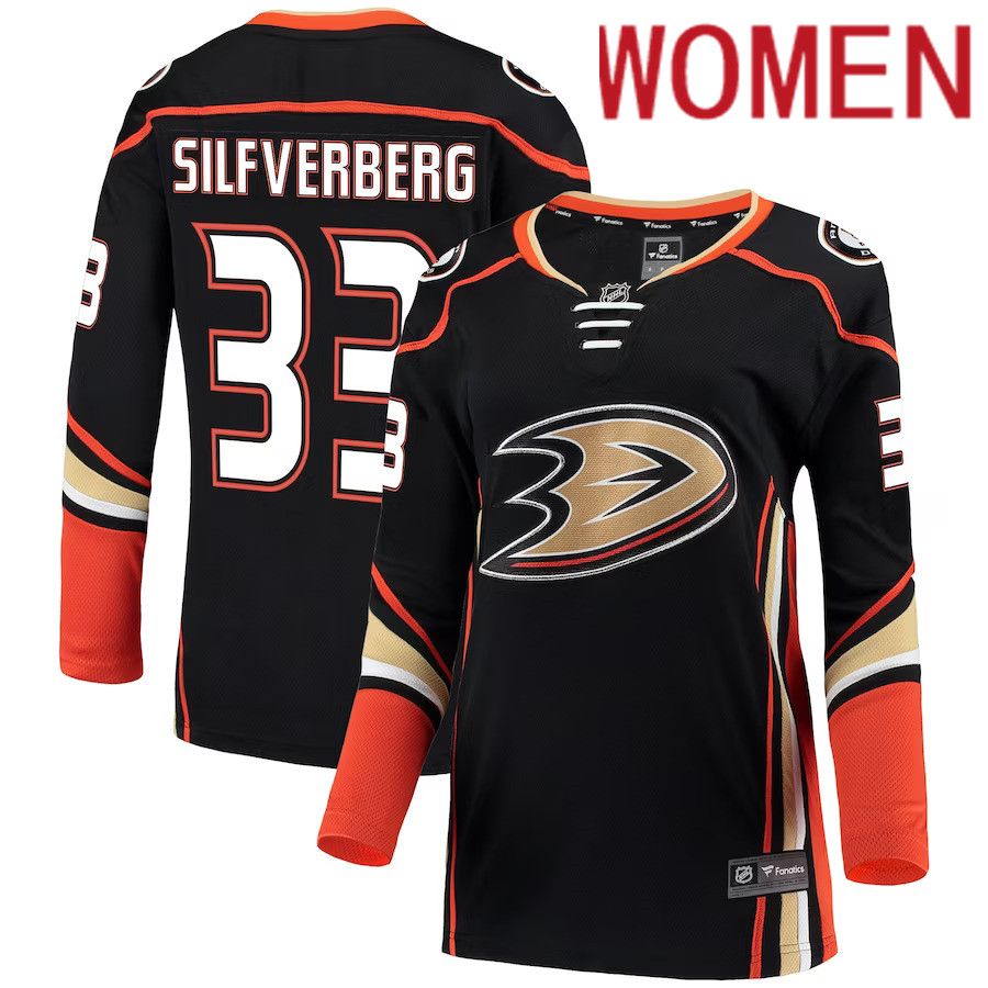 Women Anaheim Ducks #33 Jakob Silfverberg Fanatics Branded Black Breakaway NHL Jersey